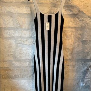 Able Black and White Striped Midi Dress